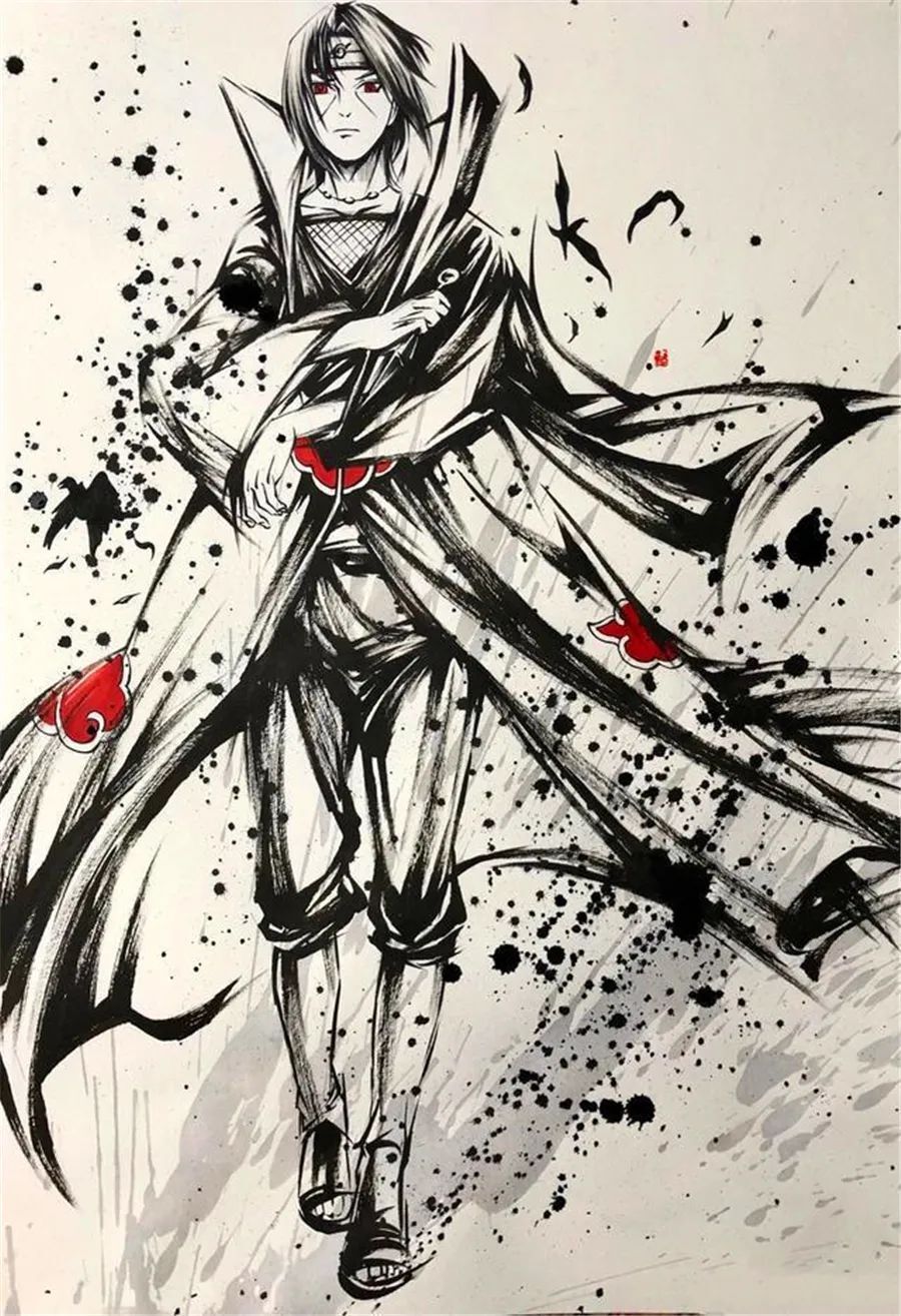 火影:当忍者们遇上中国风水墨画风,带土鼬很帅,雏田小南美如画_腾讯