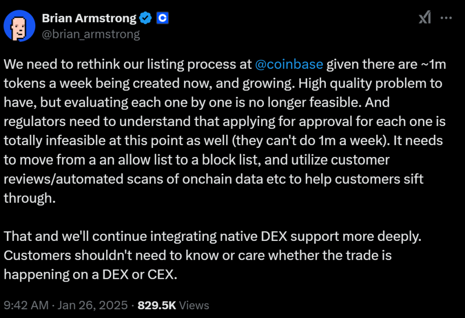 代币数量正不断激增 Coinbase首席执行官：评估变得更加困难_腾讯新闻