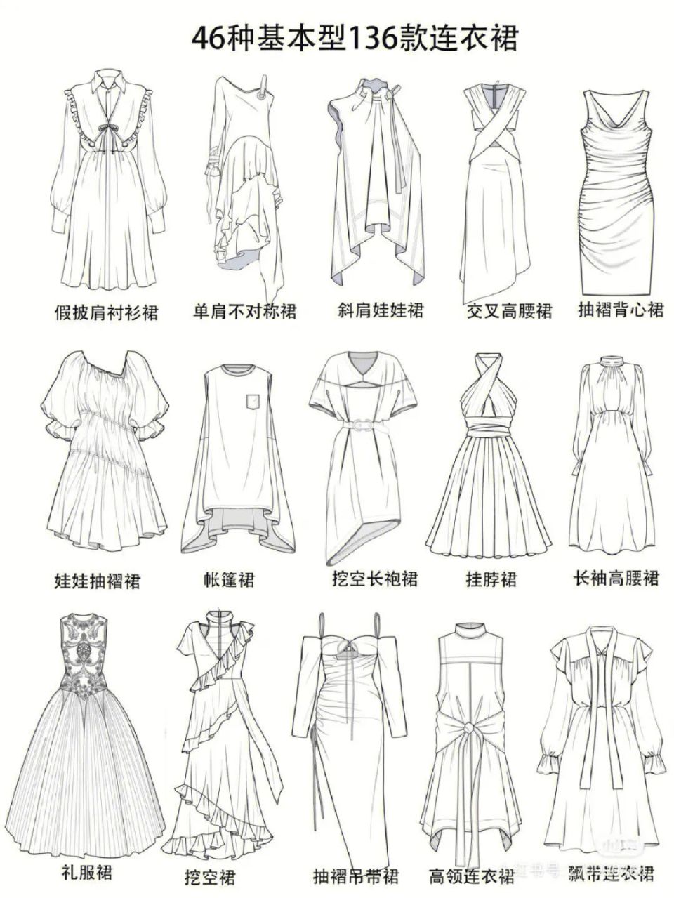 半裙,连衣裙款式图合集 | 130款半裙,136款连衣裙