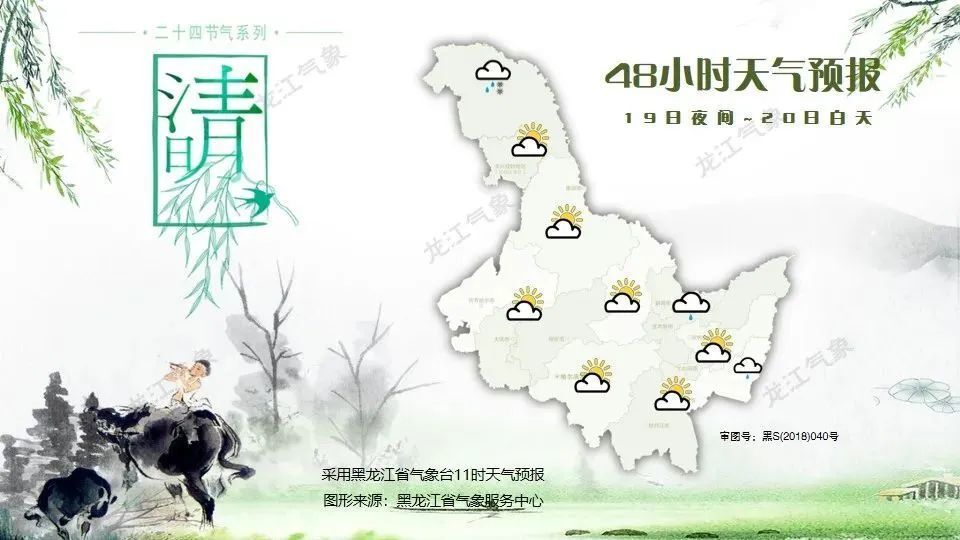18日夜间到19日白天:大兴安岭北部多云有雨夹雪,黑河,伊春,鹤岗