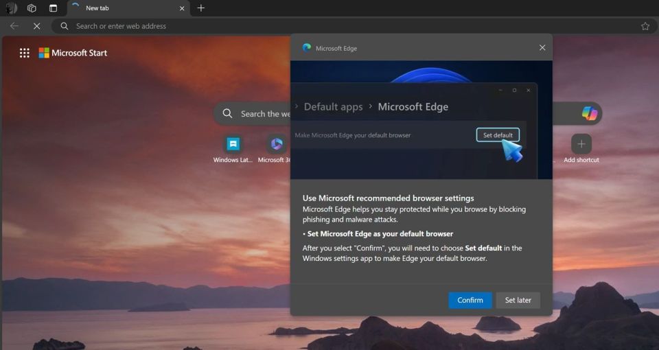 微軟推廣新橫幅，力邀 Win11 用戶把 Edge 設為默認瀏覽器