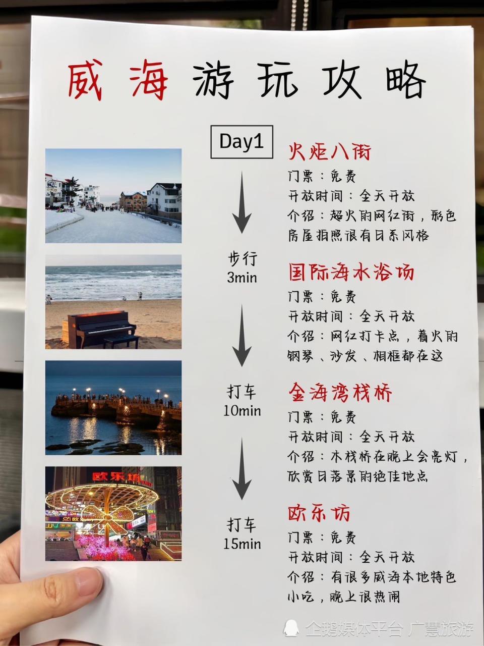 威海土著旅游，三天不绕路行程安排_腾讯新闻