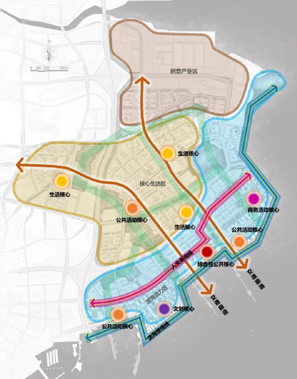 《大连2049城市愿景规划》提出"强湾聚心"城市总体发展策略,按照