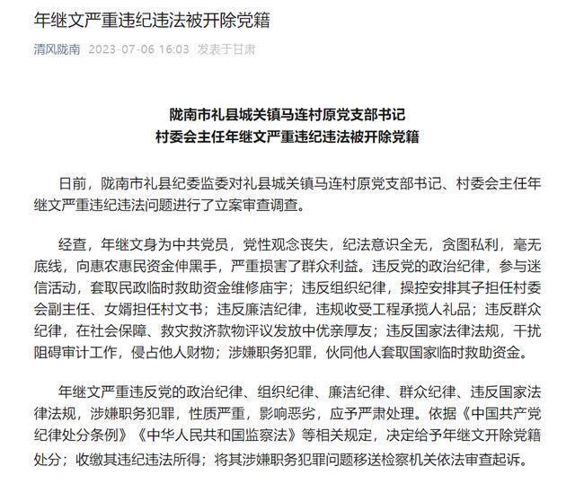 甘肃一村主任安排儿子任村委会副主任、女婿任村文书，被立案审查调查到底是什么意思-313啦实用网