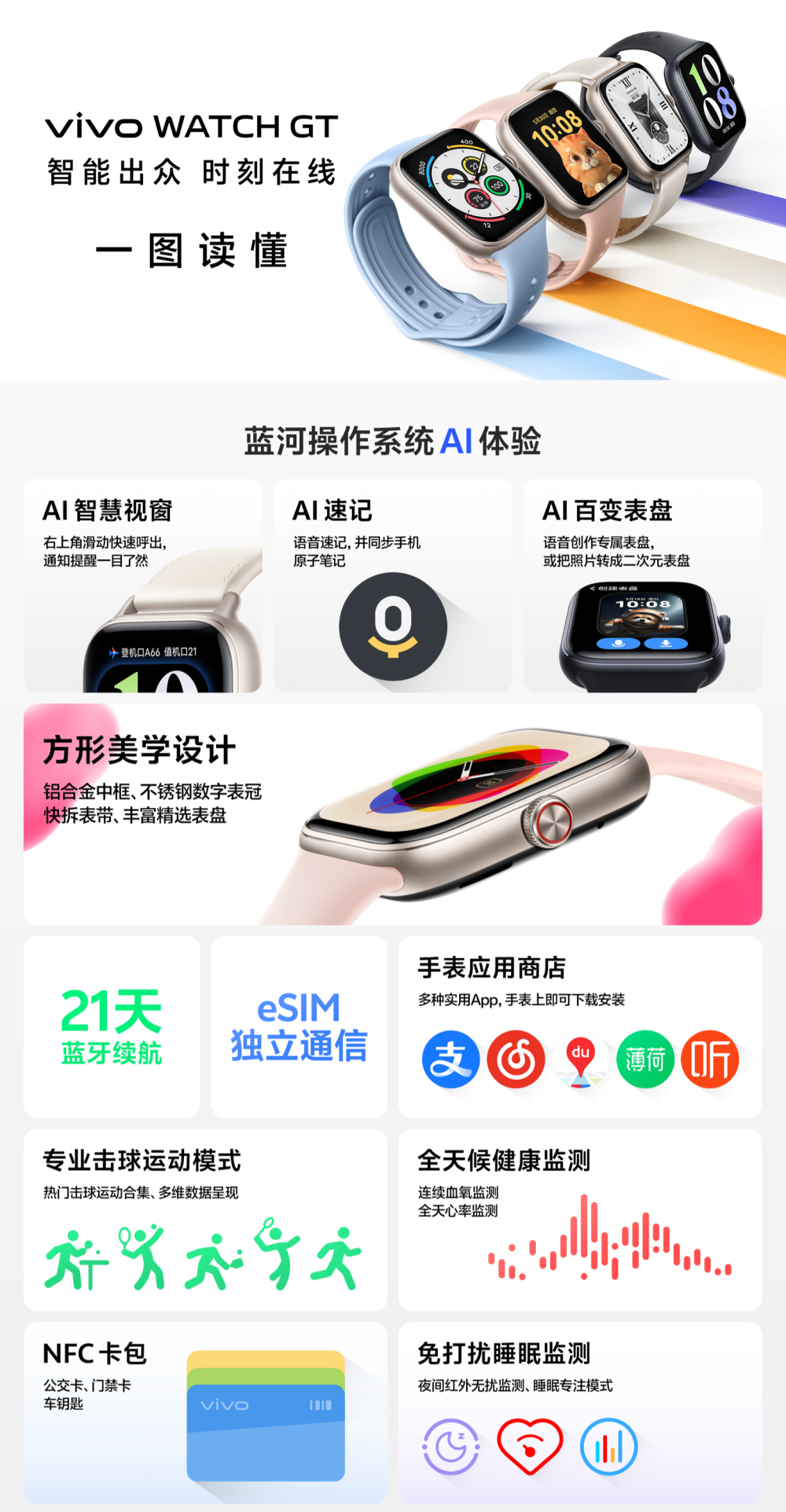vivo"首款方形智能手表"watch gt 开售,769 元