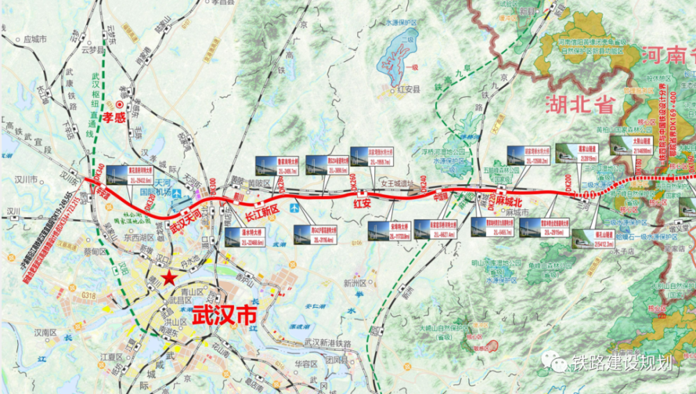 新建合肥至武汉高速铁路(湖北段)线路起自大别山隧道dk171 500,向西穿