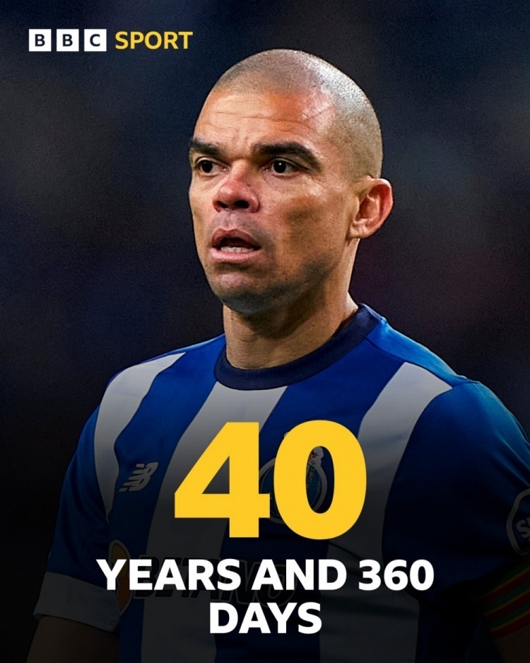 老骥伏枥40岁360天的佩佩是欧冠淘汰赛中首发的最年长外场球员