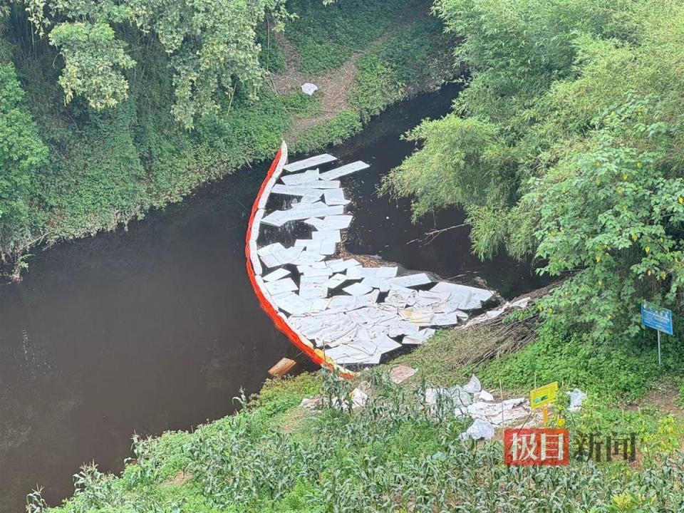 长江一级支流重庆跳蹬河水面现油污,官方:搅拌站拆除时漏油,正在处置