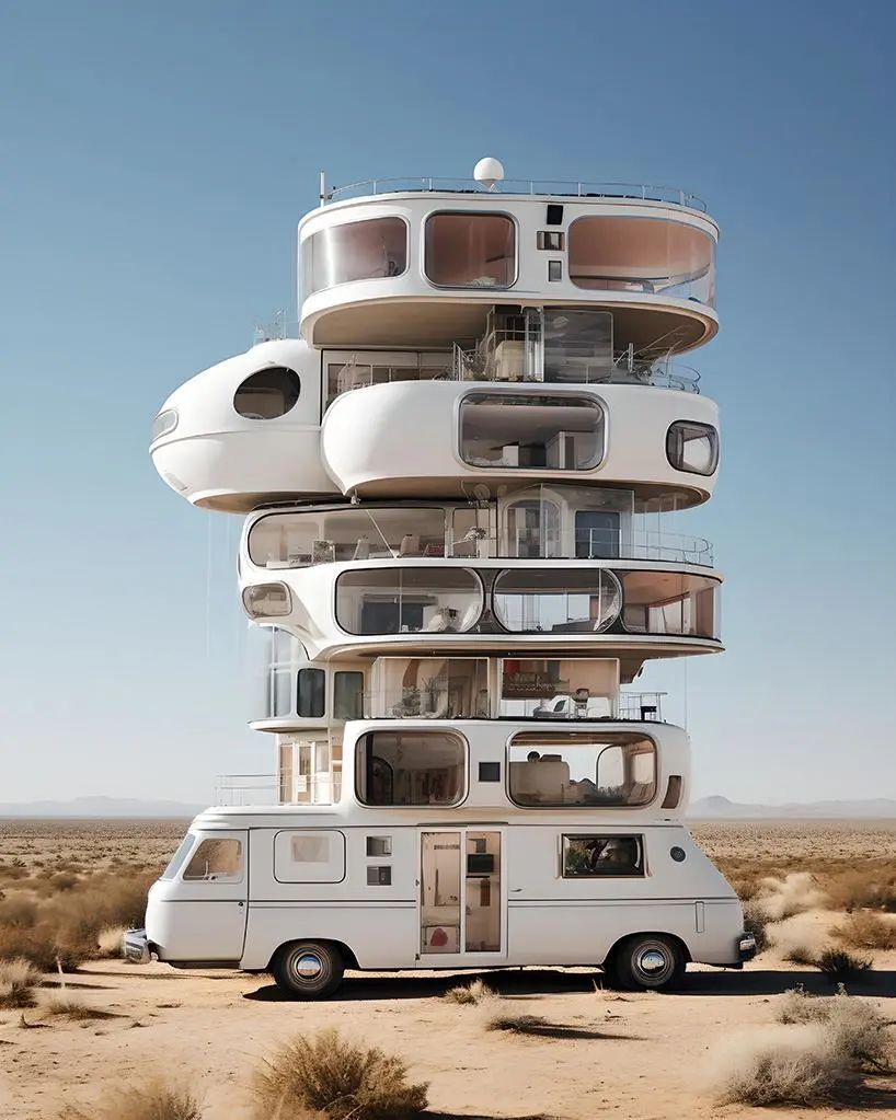 ai生成豪华的多层房车,67旅行爱好者:"梦中情车"