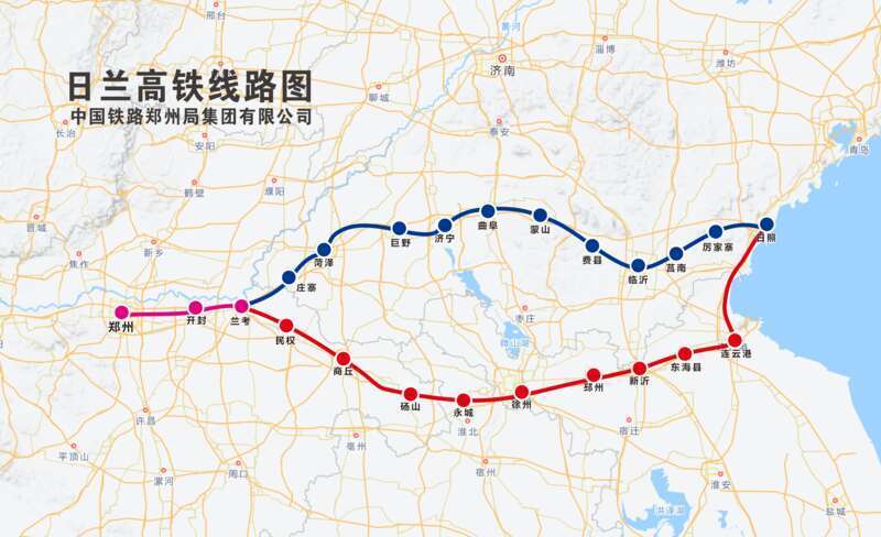 供图日兰高铁全线贯通运营后,东接青岛至盐城高铁,西连郑州至徐州高铁