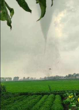 江苏盐城突发中等强度龙卷风!