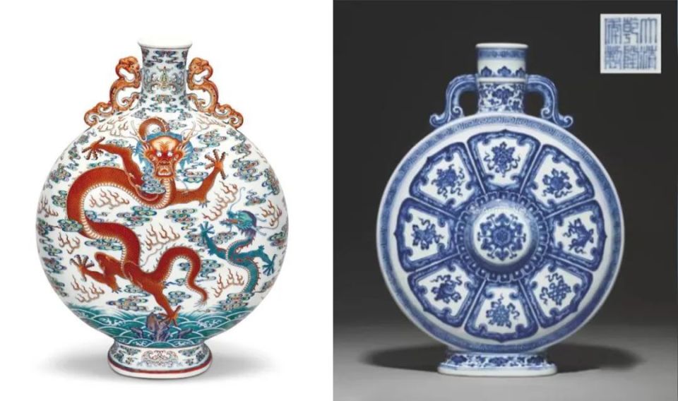 北京保利拍卖丨以器载道：清乾隆粉青釉青花八吉祥纹螭耳抱月瓶-腾讯新闻