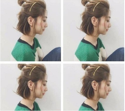 160短发处于尴尬期可以做半扎丸子头,苹果头发型,还可以直接烫成廊怂