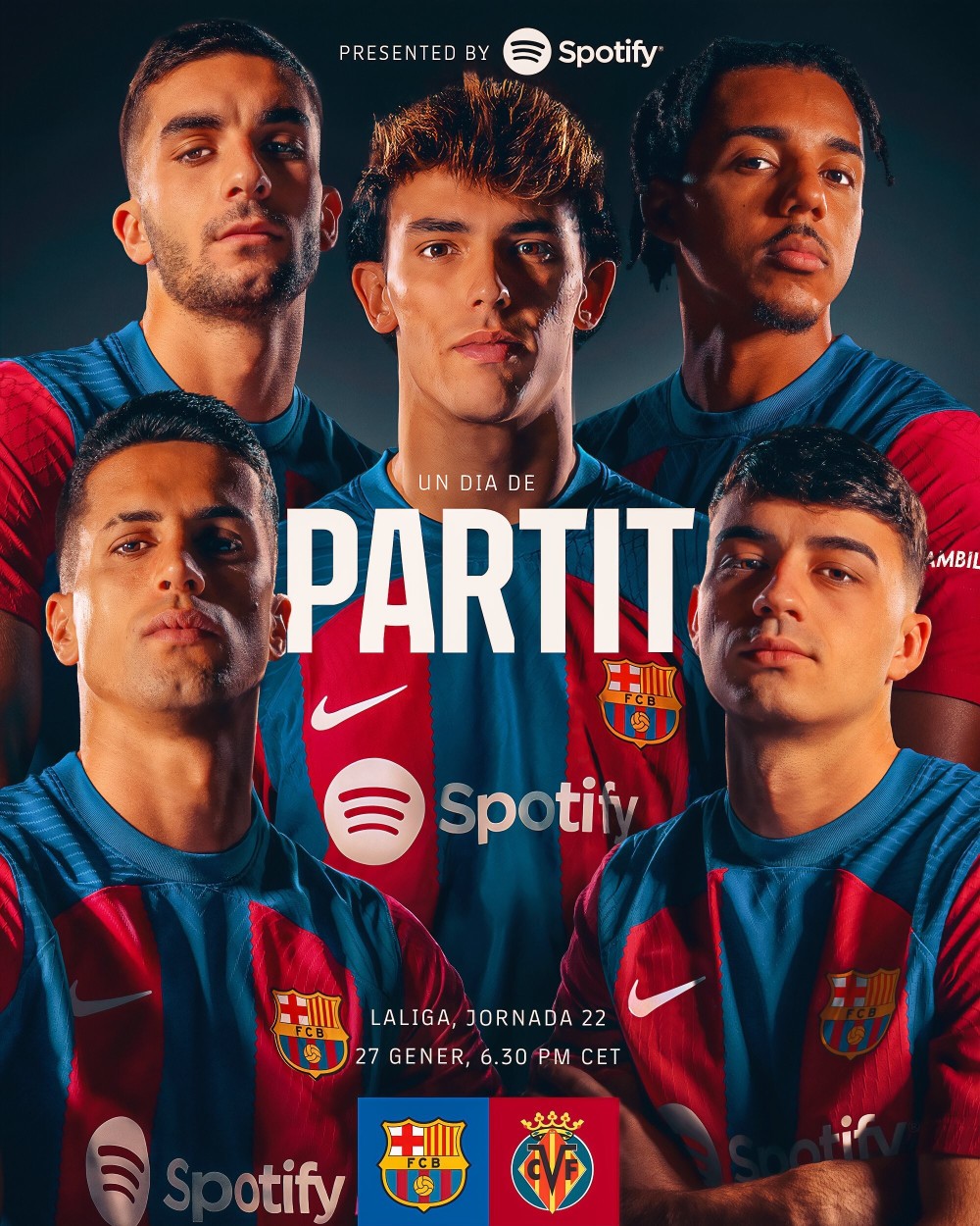 新年首个主场,巴萨发布战黄潜海报:菲利克斯领衔出镜