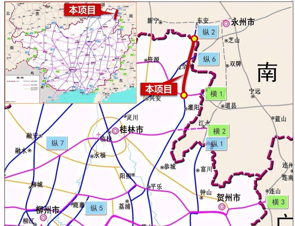 全州 ( 湘桂界 ) 至容县 ( 粤桂界 ) 高速公路 ,简称全容高速.