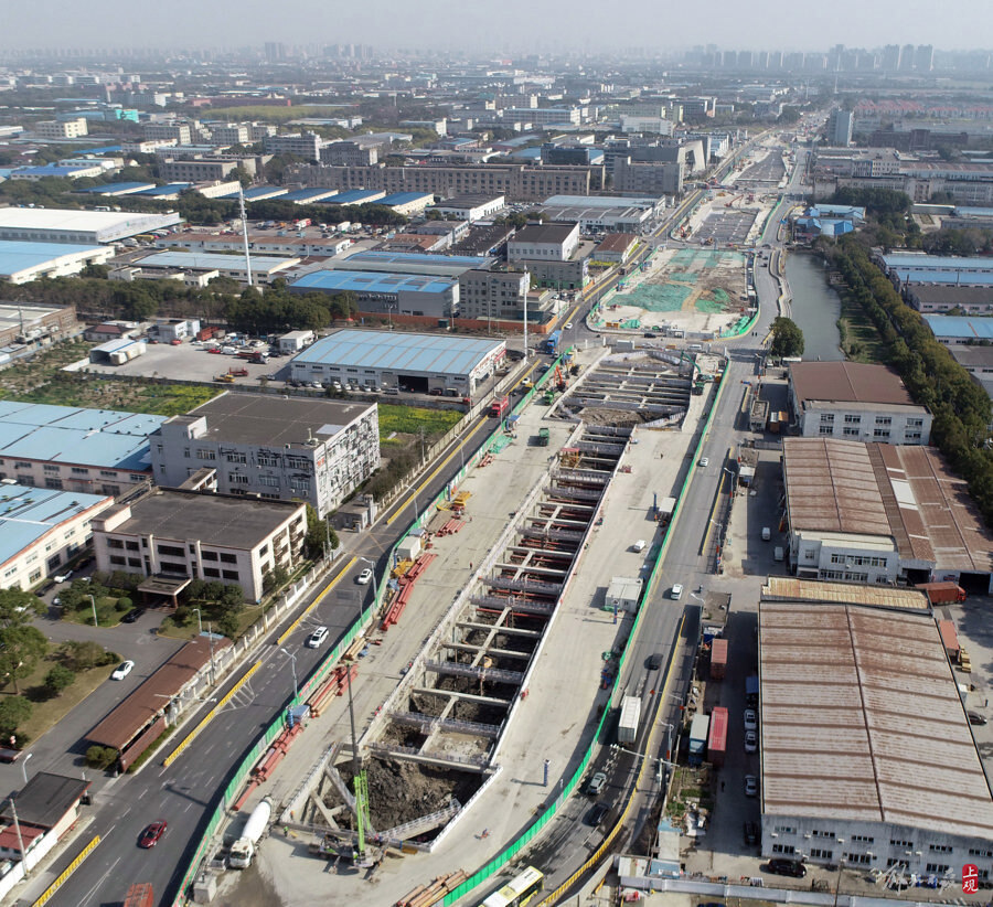 上海最长地下单体车站嘉闵线丰茂路站主体基坑开挖
