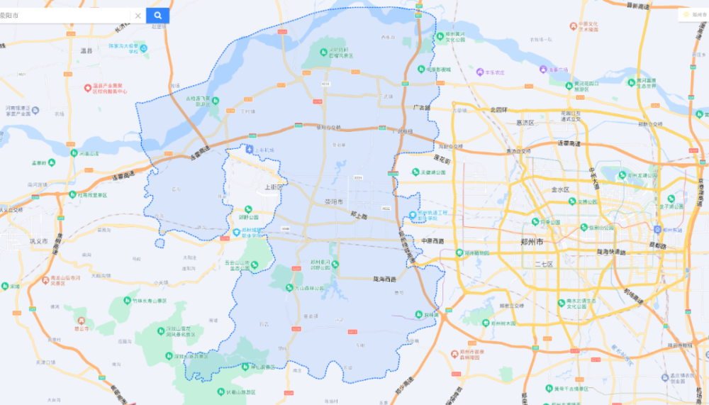 西绕城以西是荥阳地界,西绕城以东为郑州市区地界.