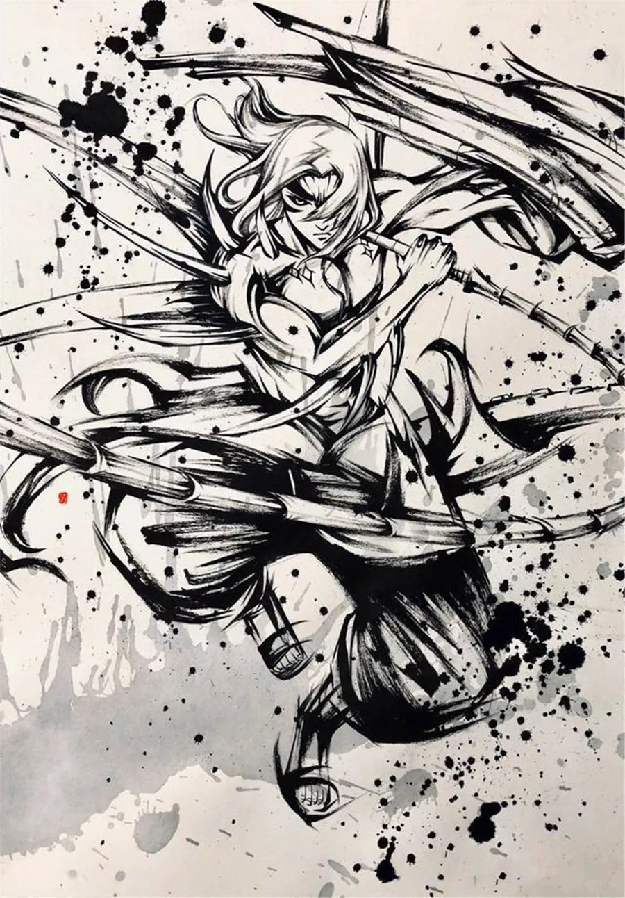 火影:当忍者们遇上中国风水墨画风,带土鼬很帅,雏田小南美如画_腾讯