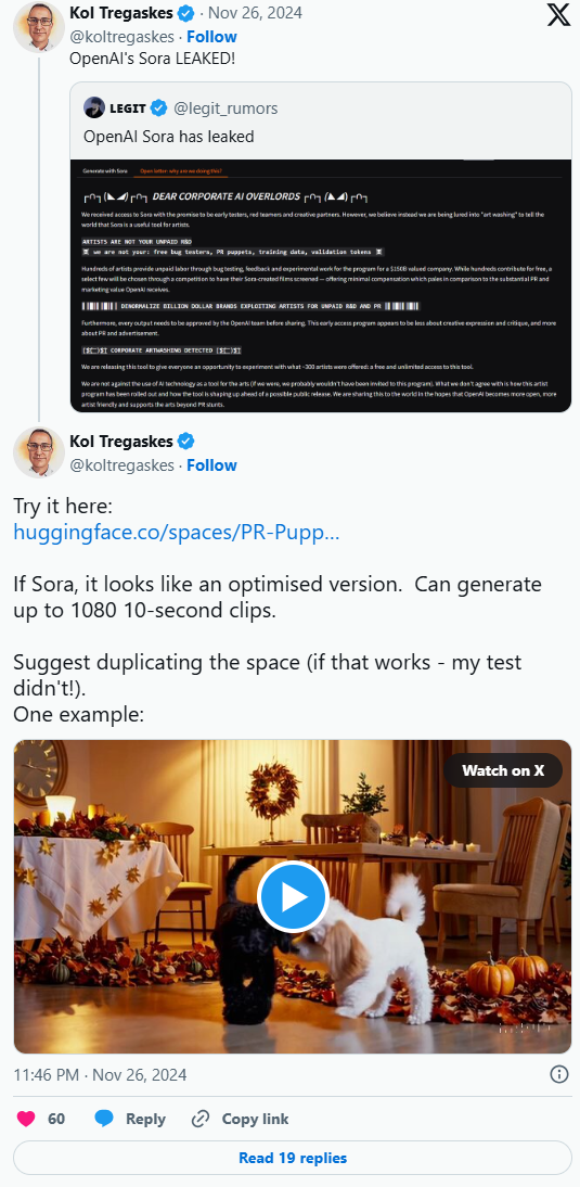 OpenAI 的 Sora 视频生成器疑似泄露 · 原文图片 2