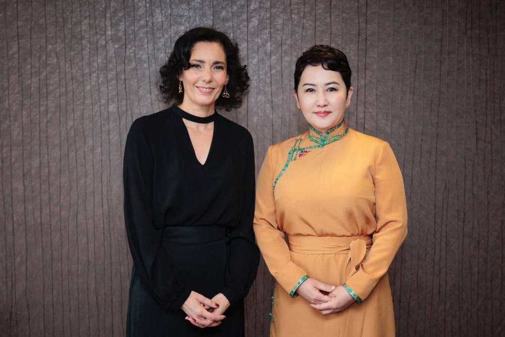 马克龙首次访蒙古国,接机的49岁女外长引关注,雍容大气皮肤好到爆