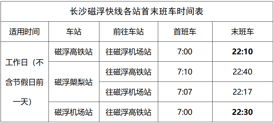 6月1日起长沙磁浮快线运营时间有调整