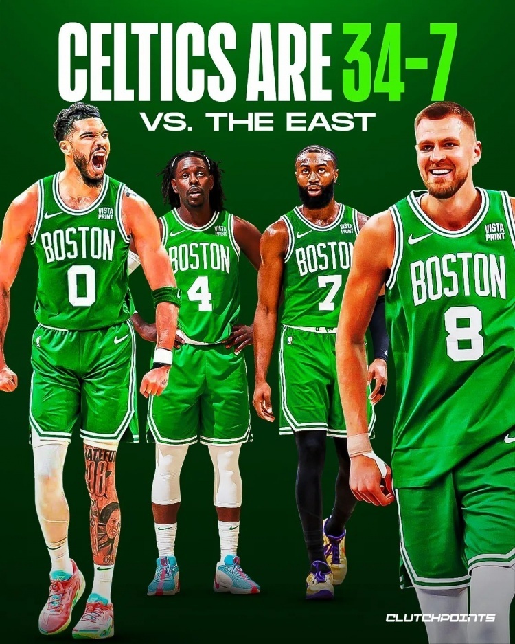 高歌猛进凯尔特人本赛季对阵东部球队战绩34胜7负