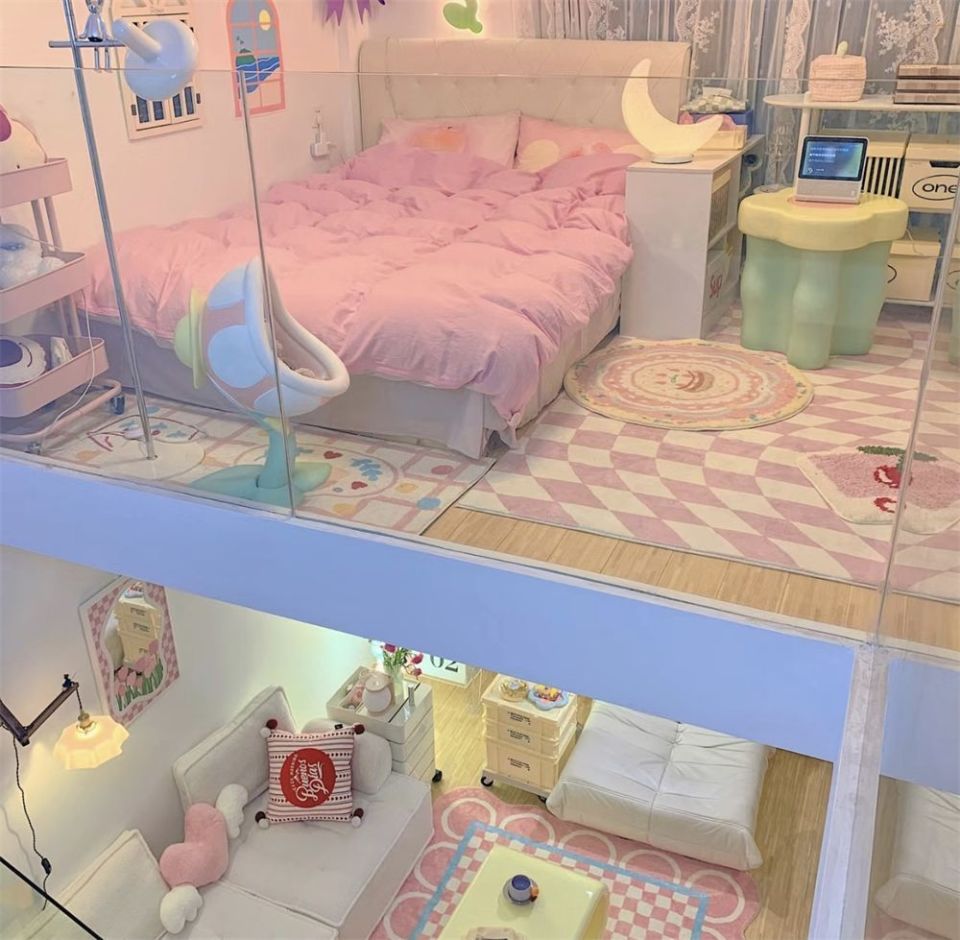发现一位浙江姑娘的LOFT：42㎡做上下层，全屋粉嫩嫩太可爱了_腾讯新闻