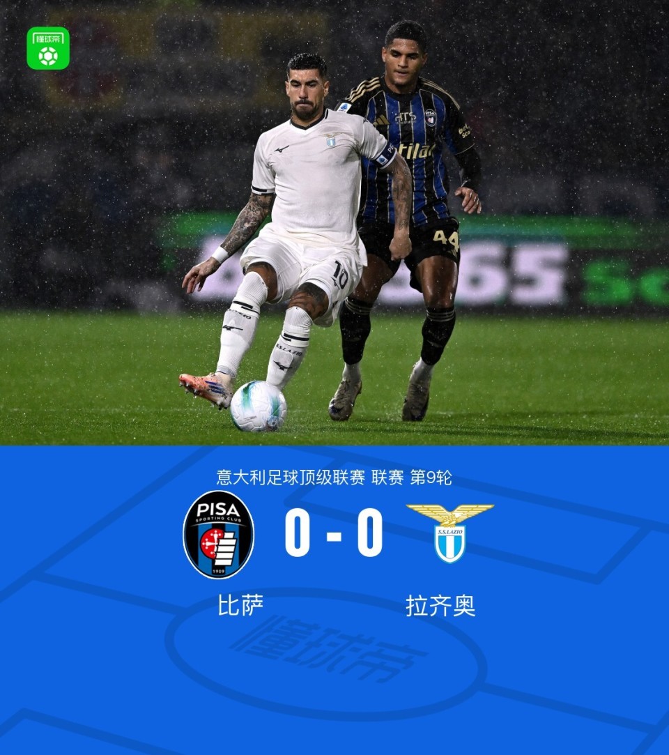 比萨0-0拉齐奥，双方互交白卷