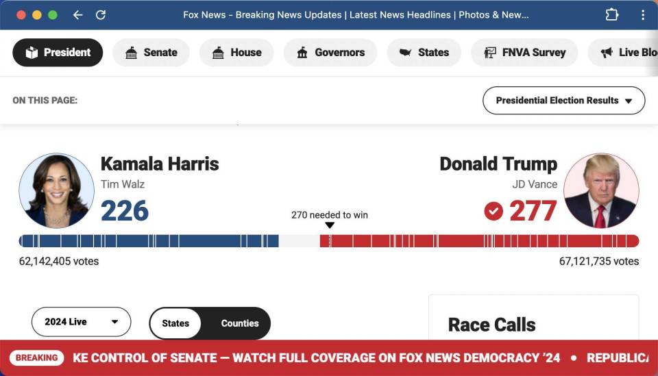 FOX NEWS：特朗普赢得美国总统大选_腾讯新闻