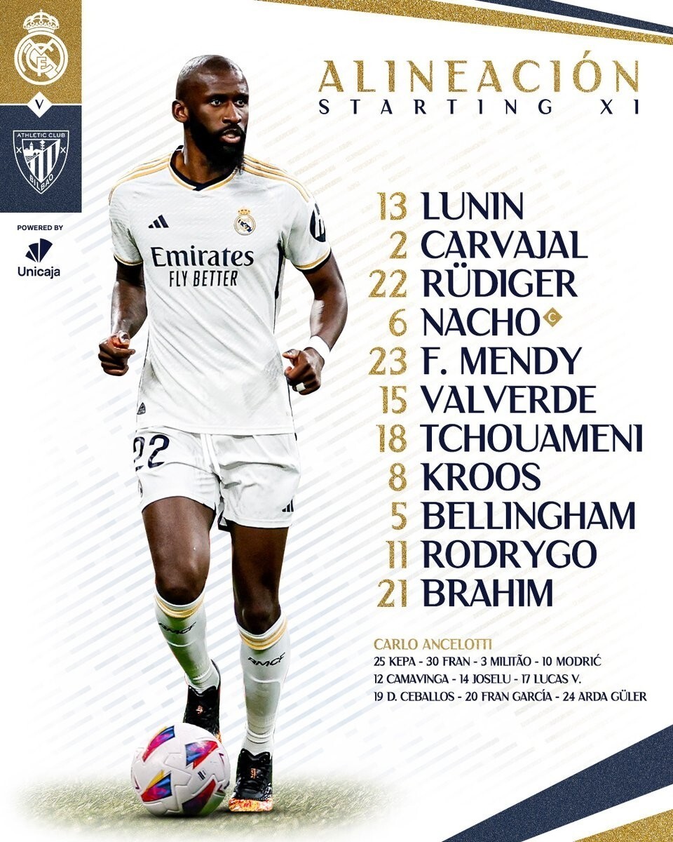 皇马vs毕包贝林厄姆领衔罗德里戈卜拉欣克罗斯出战