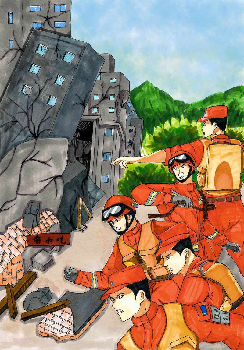 致敬英雄,"蓝朋友"手绘地震救援感人瞬间_腾讯新闻