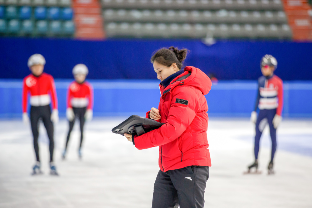 3月9日,中国队选手王欣然在训练中.