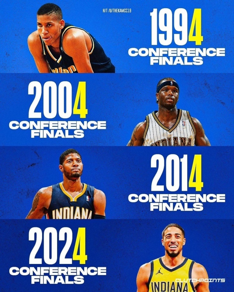 幸运数字41566?步行者1994/2004/2014/2024年都打进东决