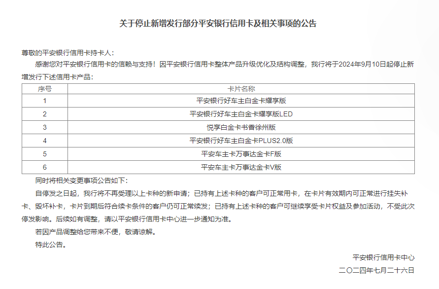 平安银行停发6款联名信用卡 回应：系正常市场调整_腾讯新闻