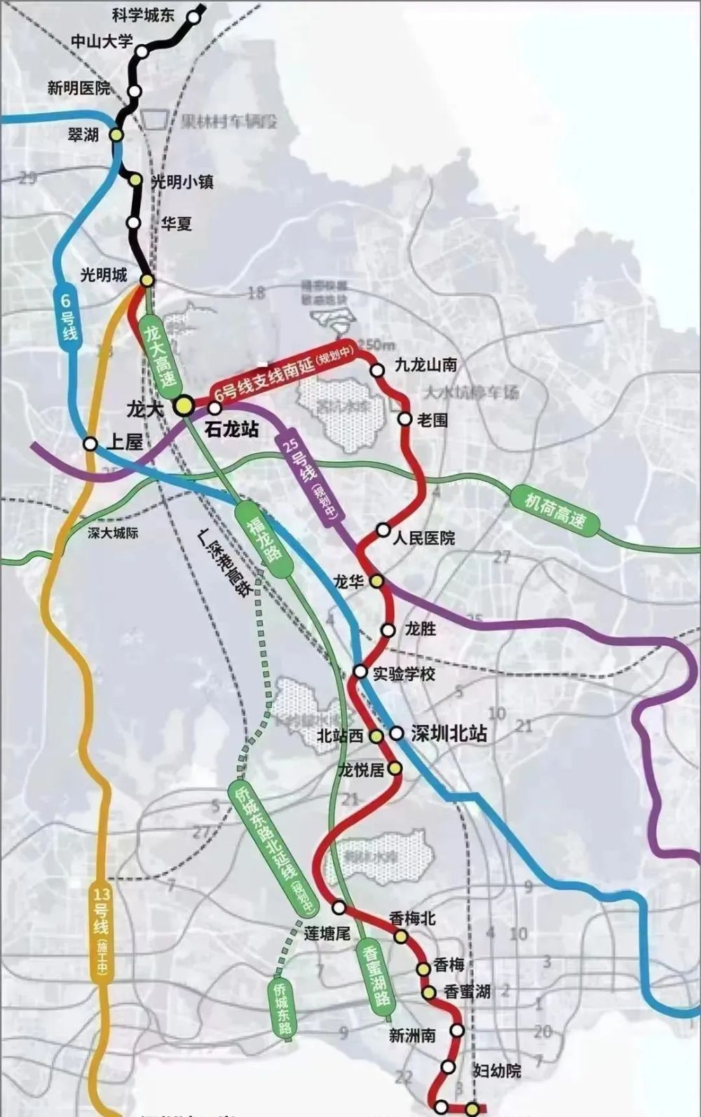 南延线路示意图(站名以实际建成为准)大水坑城市更新项目规划有18号线