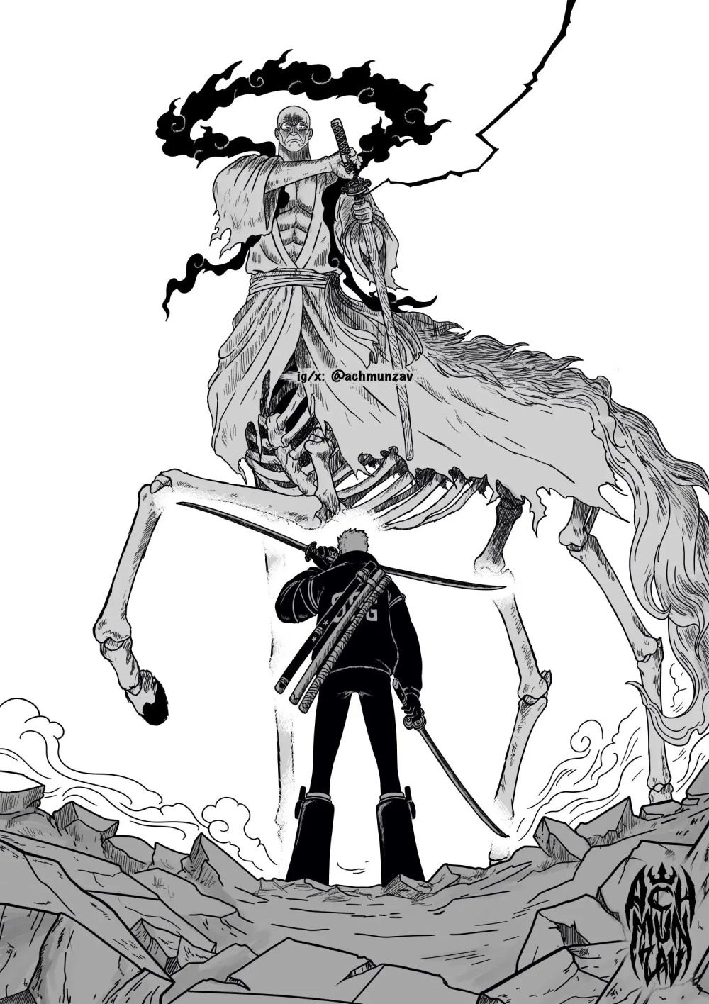 海贼王1111话情报路飞联手巨人族大战五老星索隆激战马骨