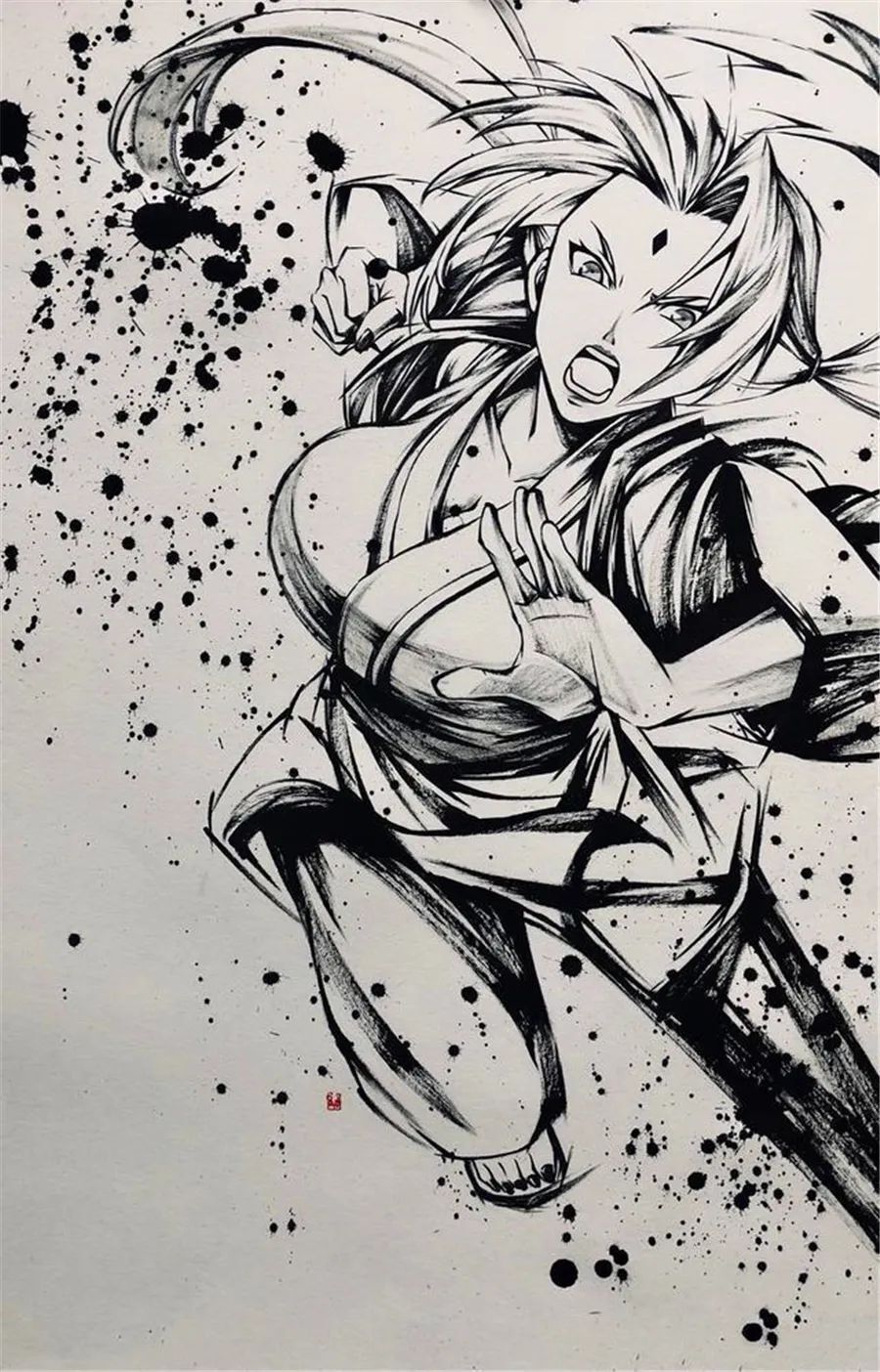 火影:当忍者们遇上中国风水墨画风,带土鼬很帅,雏田小南美如画_腾讯