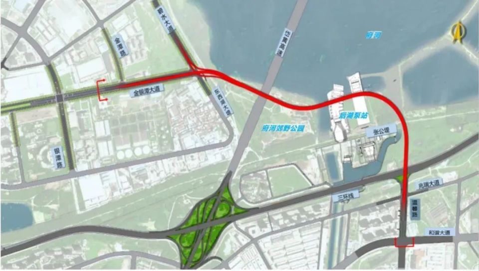 (通讯员供图)温馨路北延工程(碧水大道—和谐大道)西起金银潭大道与银