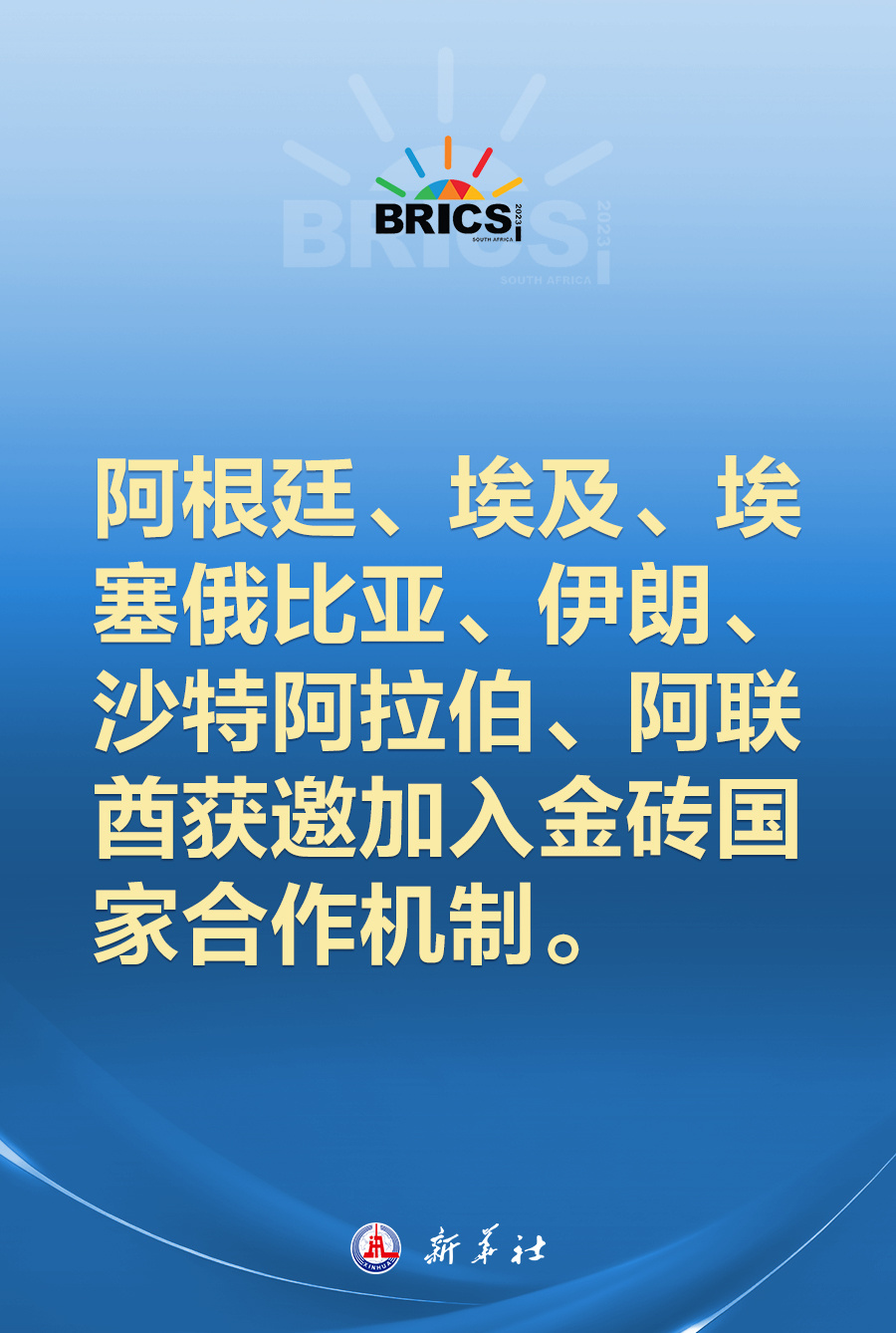 阿根廷,埃及,埃塞俄比亚,伊朗,沙特阿拉伯,阿联酋获邀加入金砖国家