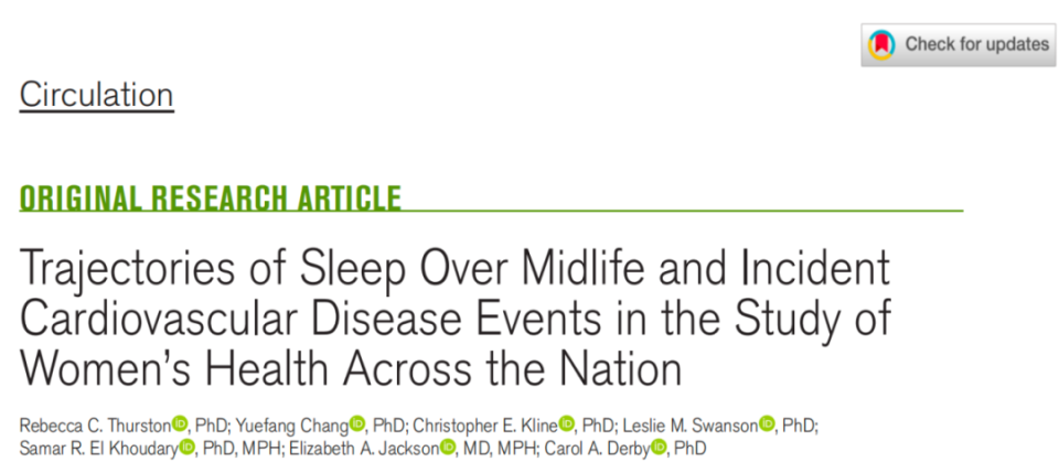 研究发现，经常失眠+长期睡眠不足与中年女性心血管疾病风险增加75%有关