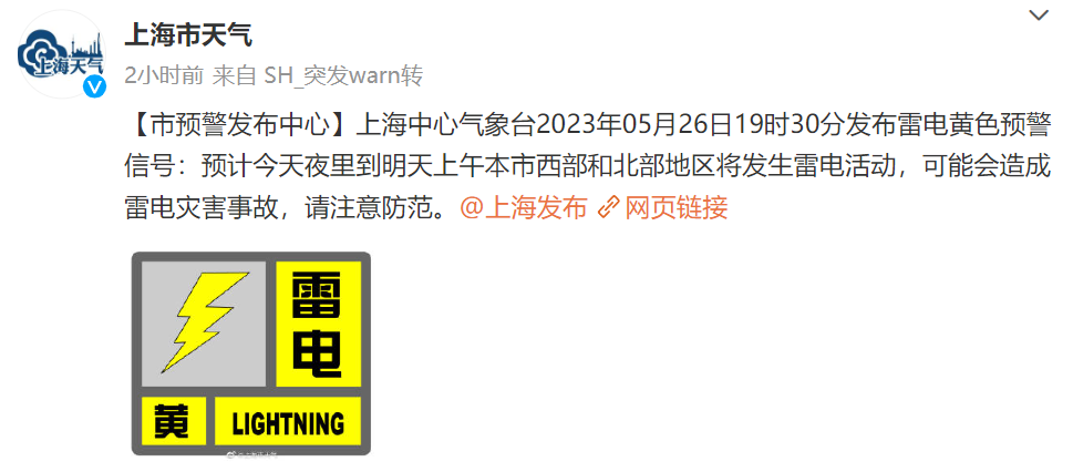 注意！上海发布雷电黄色预警，明天局部地区中到大雨，台风最新动态