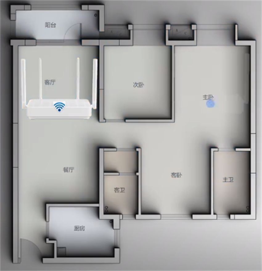 ①双wifi网线布局经历就是普通的三室一厅,室内面积110㎡左右.