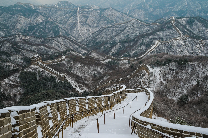 八达岭长城雪景(八达岭长城景区供图)八达岭长城雪景