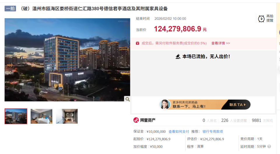 温州市区大酒店，1.24亿无人问津_腾讯新闻