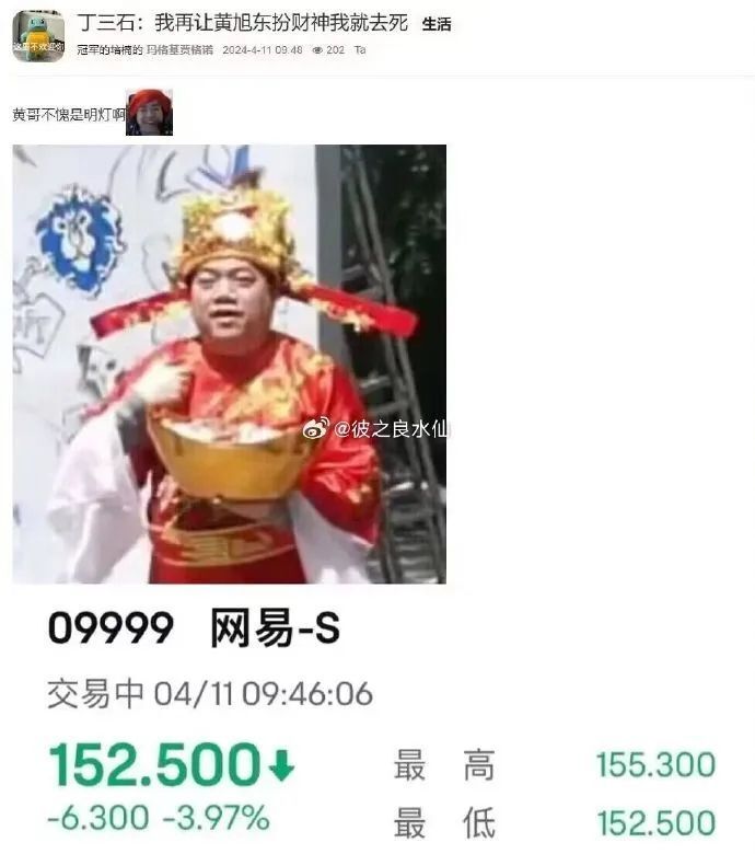 黄旭东扮财神后 网易股价下跌_腾讯新闻