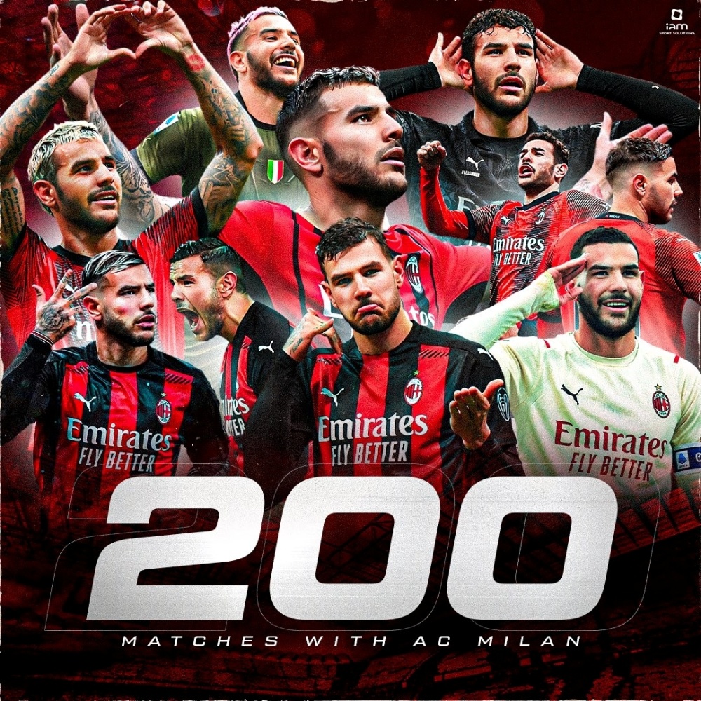 特奥很高兴也很自豪代表ac米兰出战200场比赛继续前进