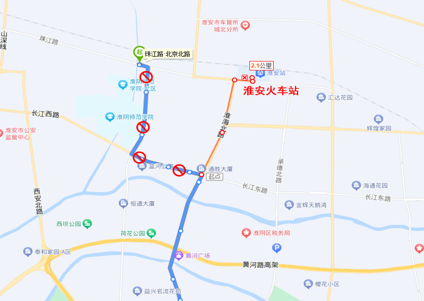 公交珠江路停车场,珠江路·北京北路,淮河西路,北京北路·长江西路