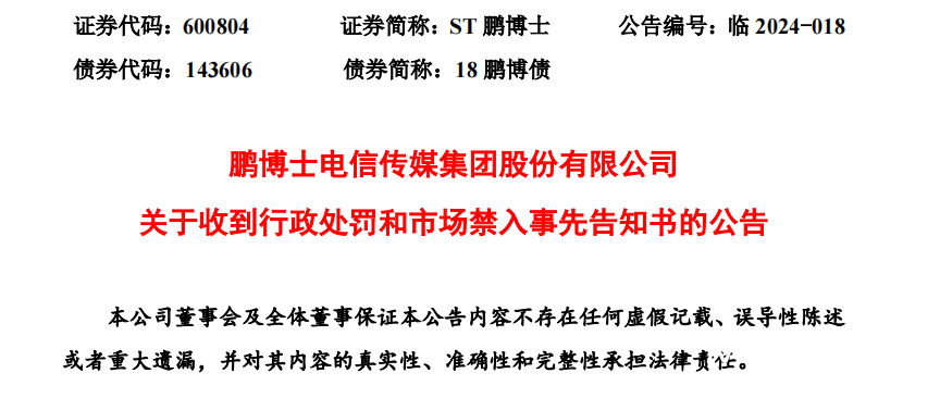 鹏博士连续11年年报造假?14位高管被罚款达3400万元