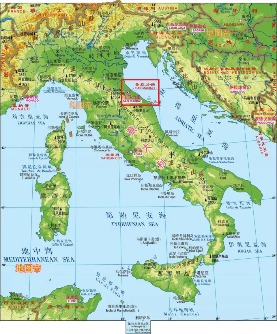 圣马力诺地图位置图片
