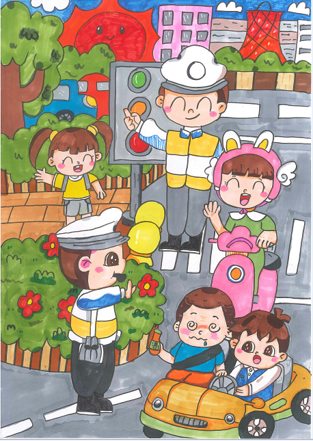 "交通安全从娃娃抓起,心相连共建平安校园"主题绘画征文获奖作品展播!